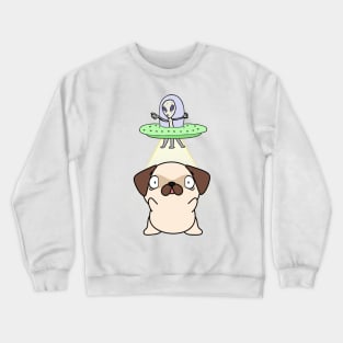 Funny pug is being abducted by aliens Crewneck Sweatshirt